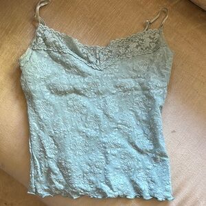 Lace Trimmed Camisole Top - Light Blue